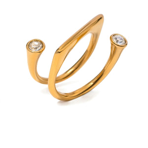 Twin Starburst Bypass Ring