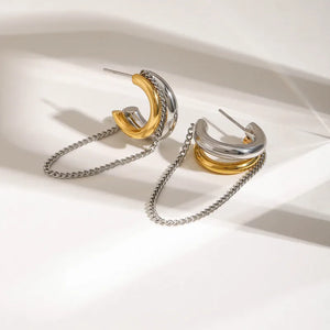 Dual Shade Chain Hug Hoops