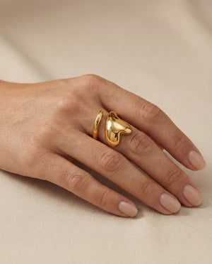 Golden Fluid Sculptural Ring