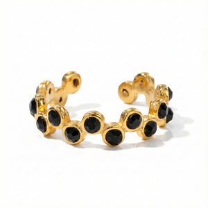 Black Crystal Bubble Band Ring