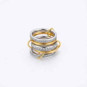Luxe Dual-Tone Crystal Stack Ring