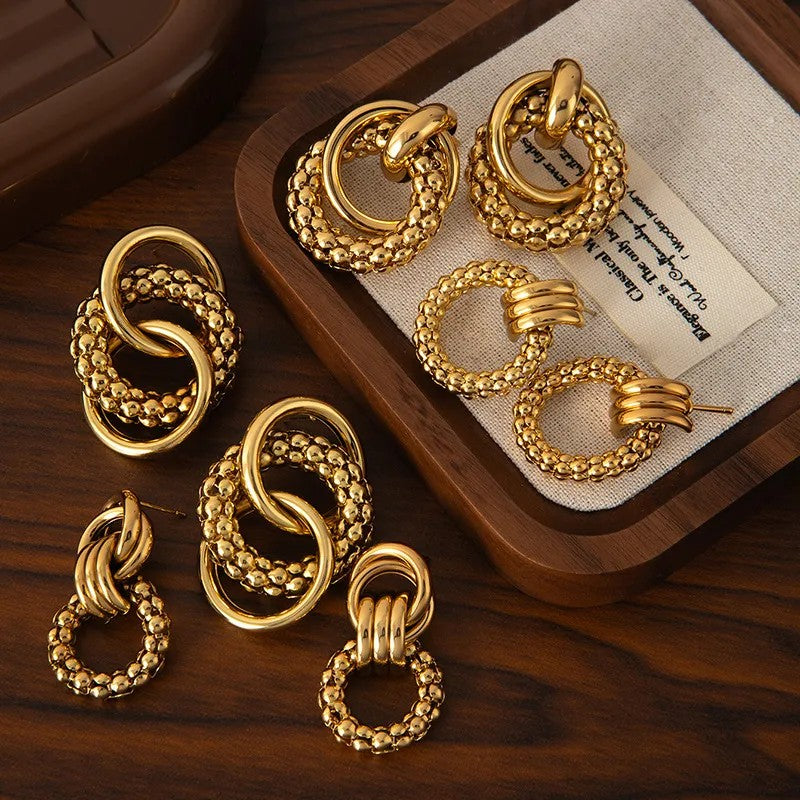 Dual Texture Dangle Earrings