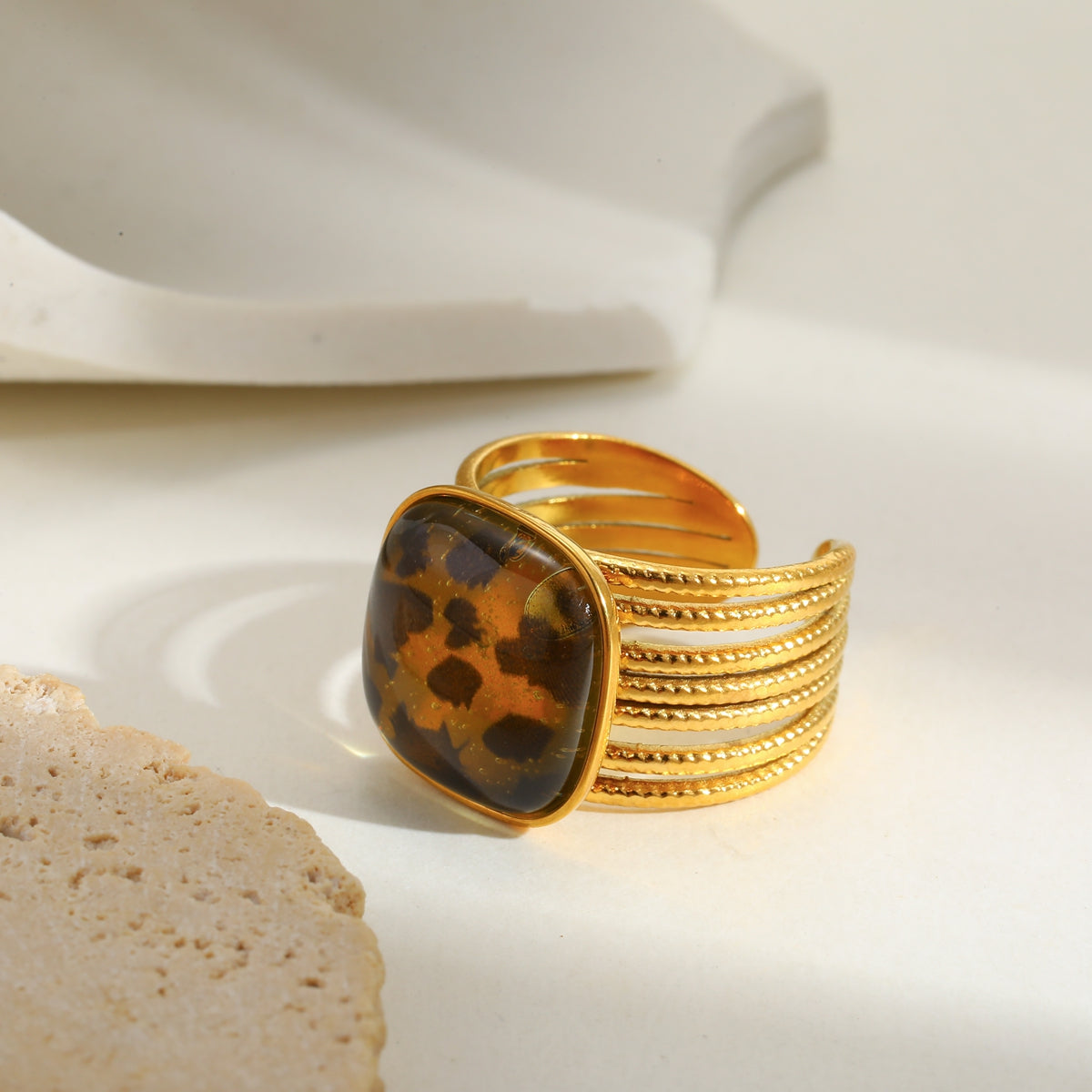 Leopard Pattern Wide Band Ring