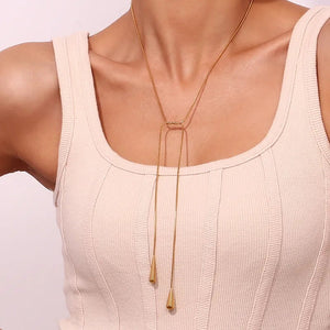 Golden Teardrop Slide Necklace