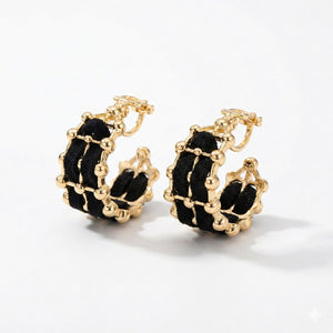 Midnight Noir Beaded Hoop Earrings