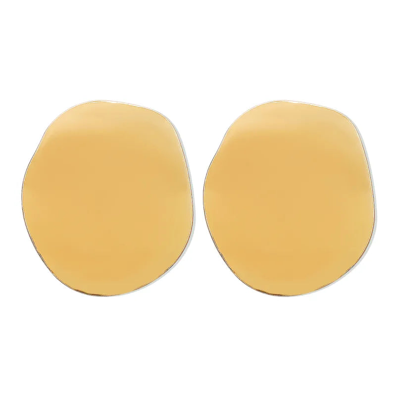 Golden Molten Disc Stud Earrings