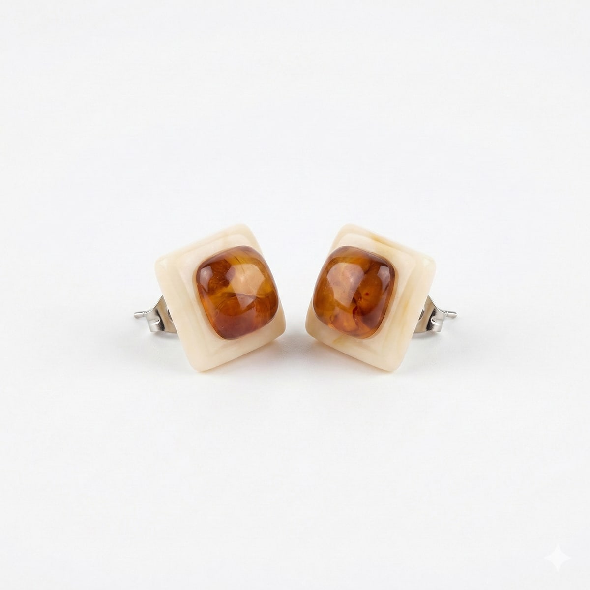 Mocha Square Glass Studs
