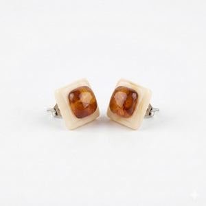 Mocha Square Glass Studs