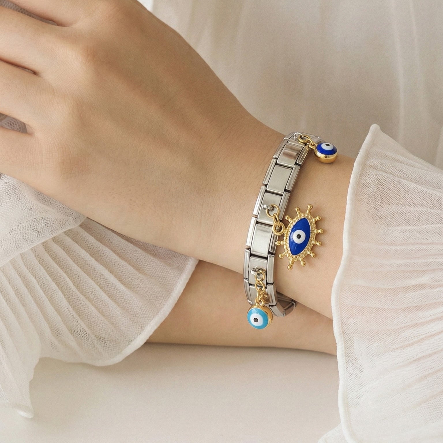 Evil Eye Charm Stretch Bracelet