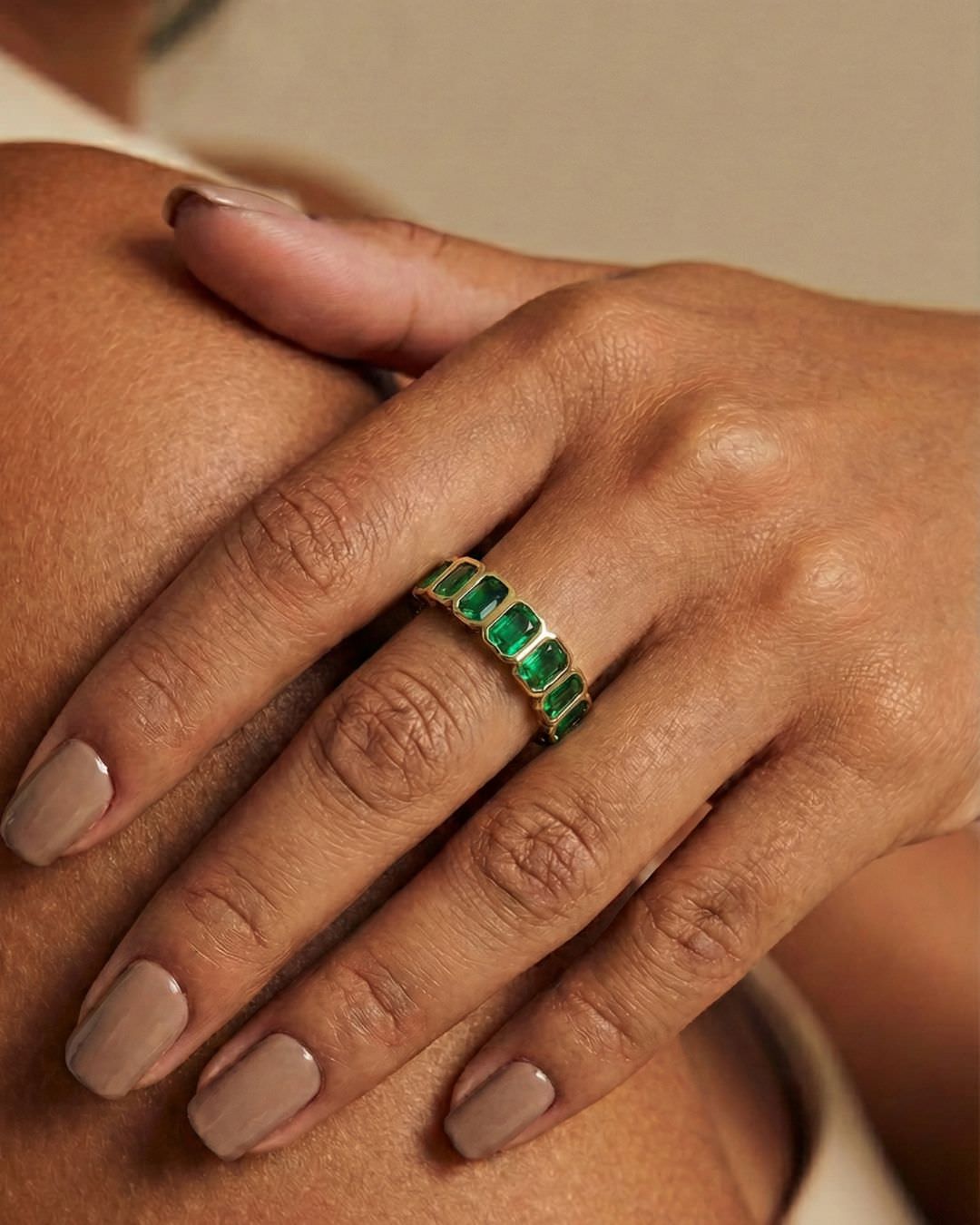 Emerald Gemstone Band Ring