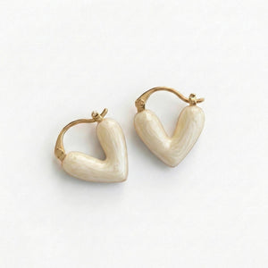 Ivory Heart Hoop Earrings
