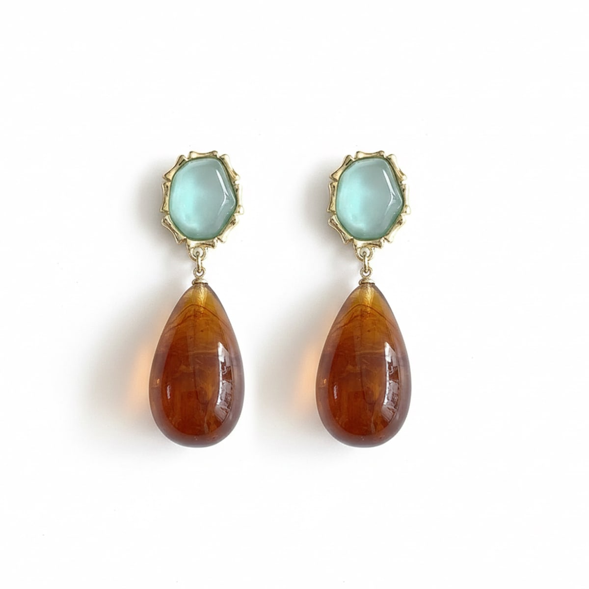 Aqua Amber Drop Earrings