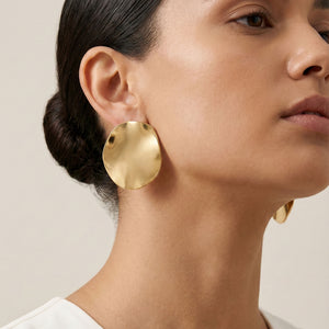 Golden Molten Disc Stud Earrings