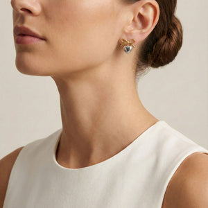 Dual-Tone Bow Heart Studs