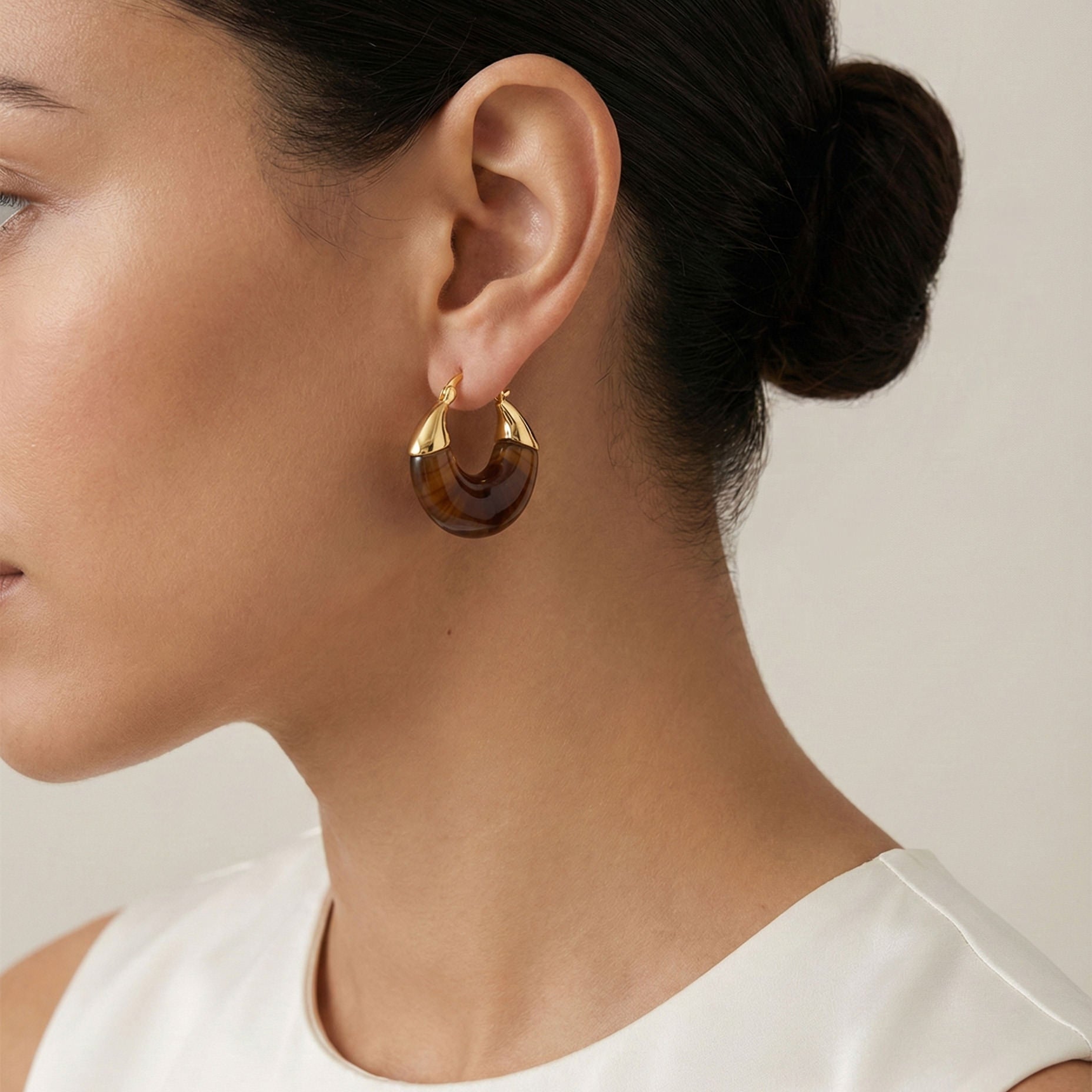 Amber Crescent Hoops