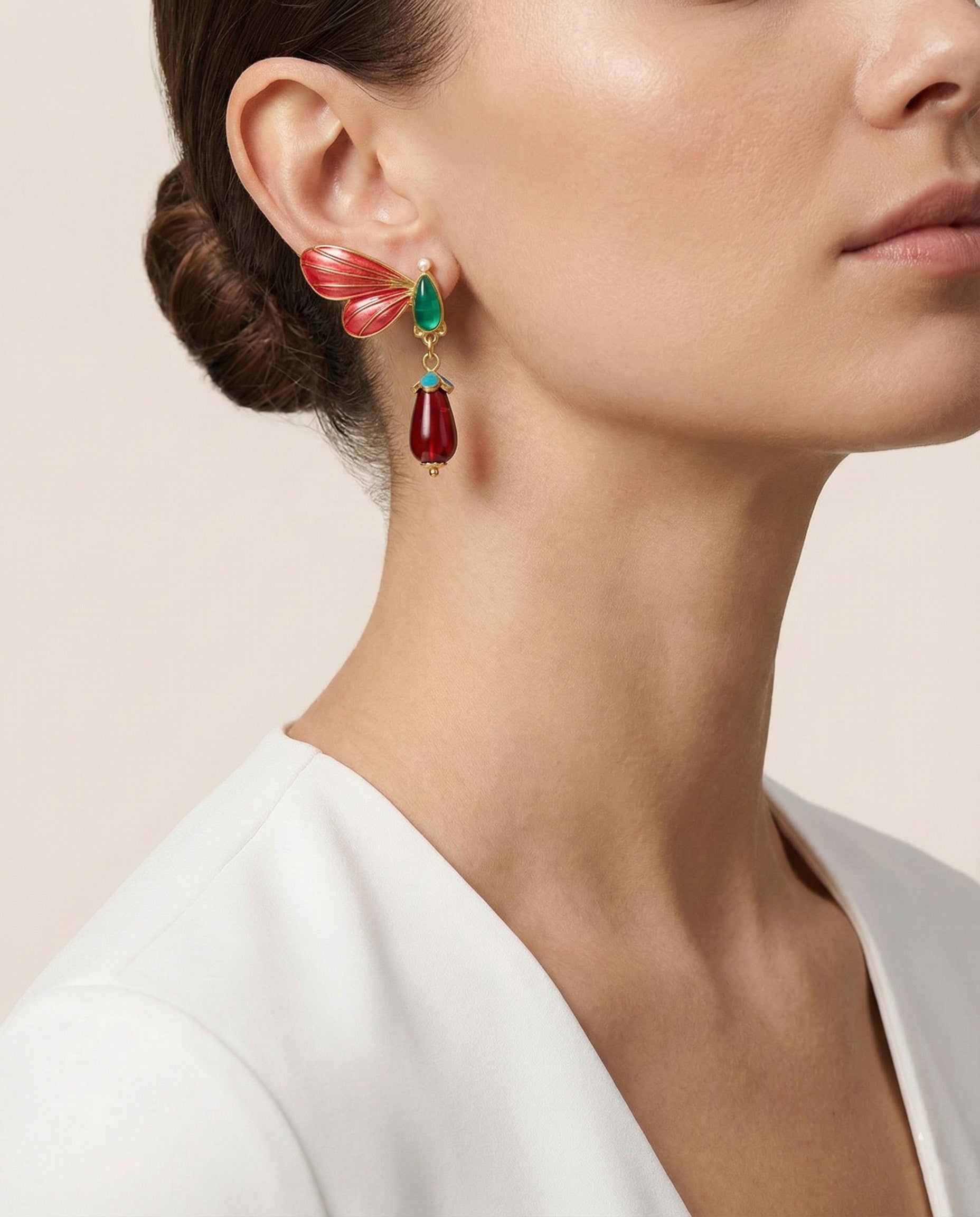 Scarlet Flutter Drop Earrings