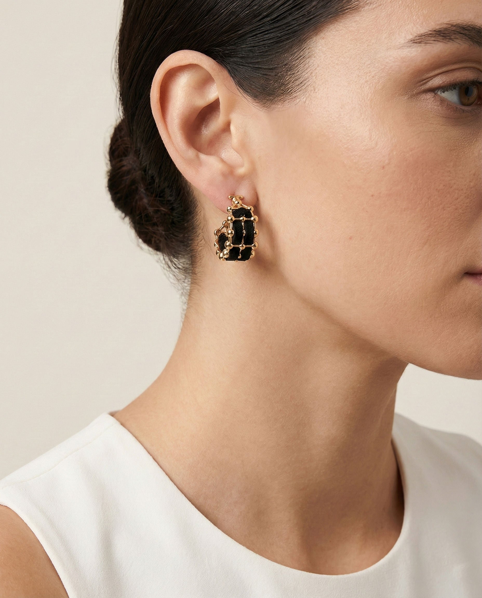Midnight Noir Beaded Hoop Earrings