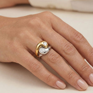 Dual Aura Teardrop Statement Ring