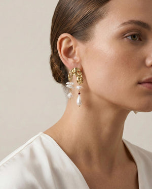 Opal Crest Pearl Drop Earrings