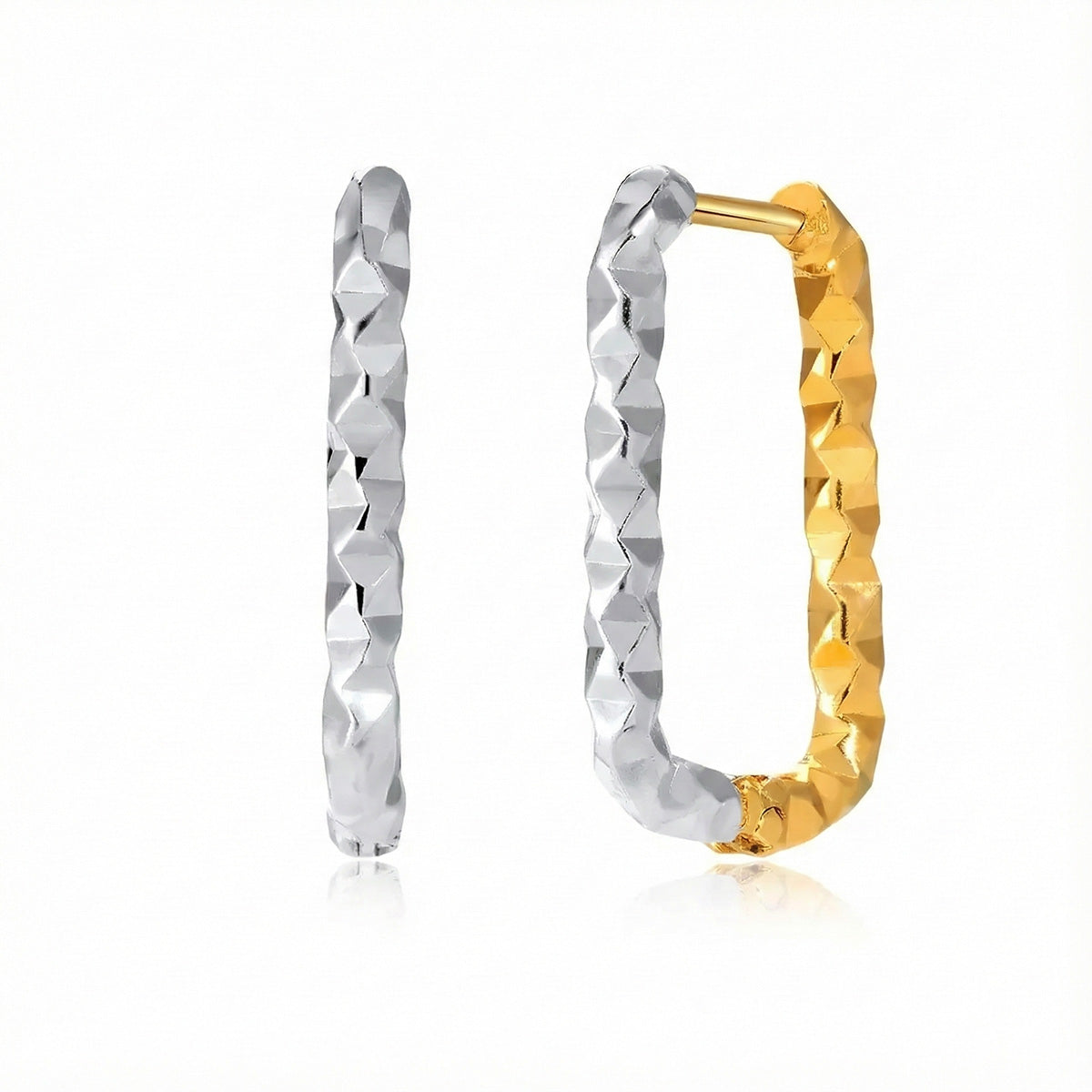 Split-Facet Rectangle Earrings