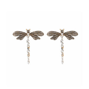 Midnight Dragonfly Drop Earrings