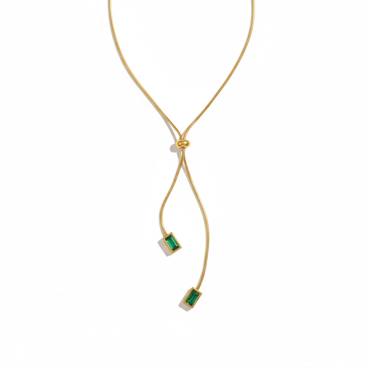 Emerald Drop Slider Necklace