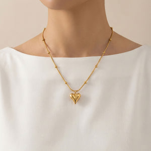 Golden Folded Heart Necklace