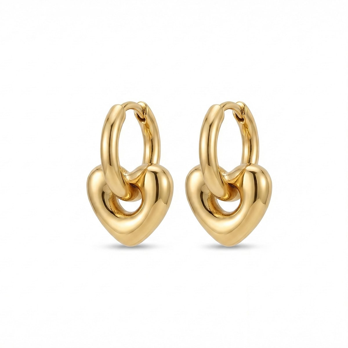 Golden Lock Heart Hoops