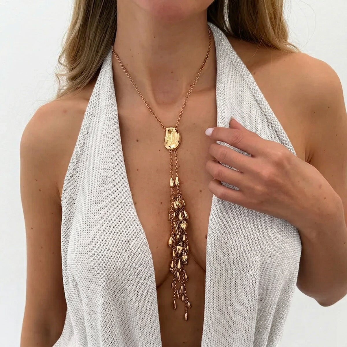 Golden Rainfall Tassel Necklace
