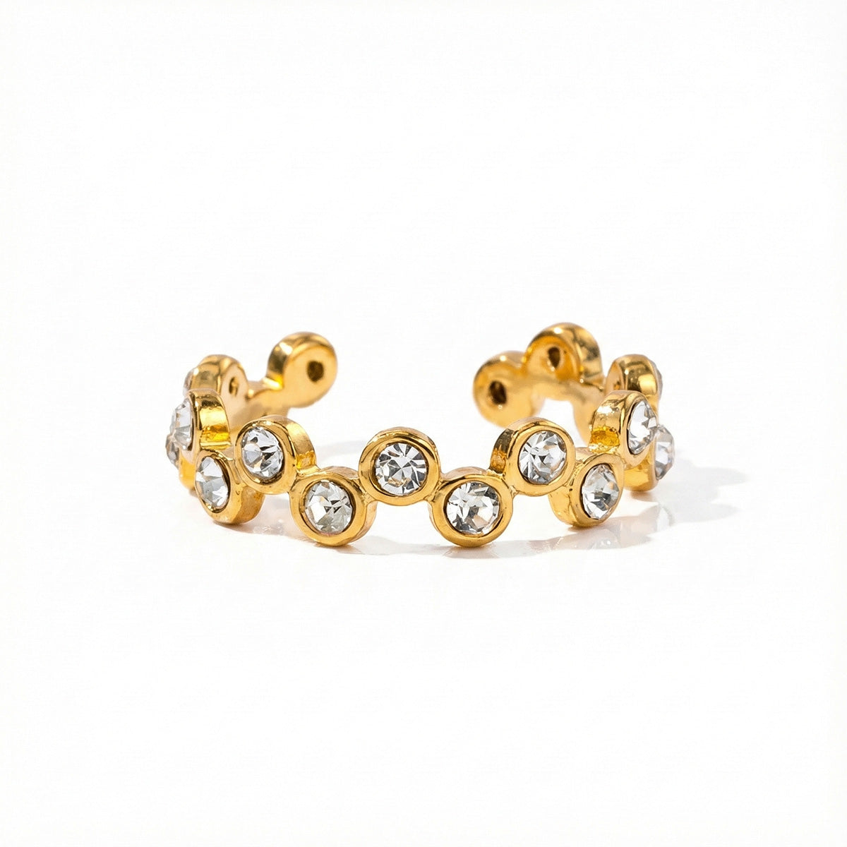 White Crystal Bubble Band Ring