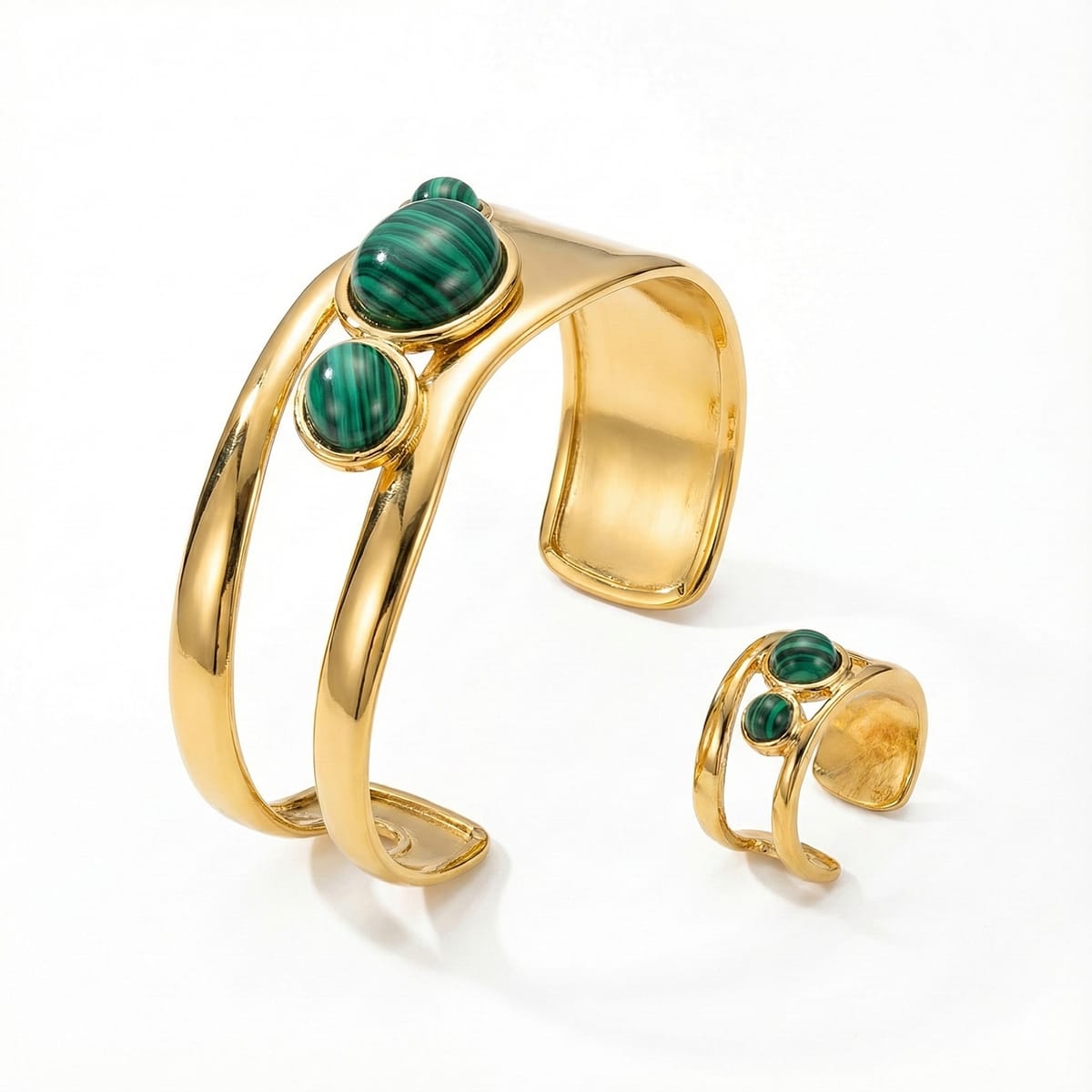Green Marble Aura Cuff Set